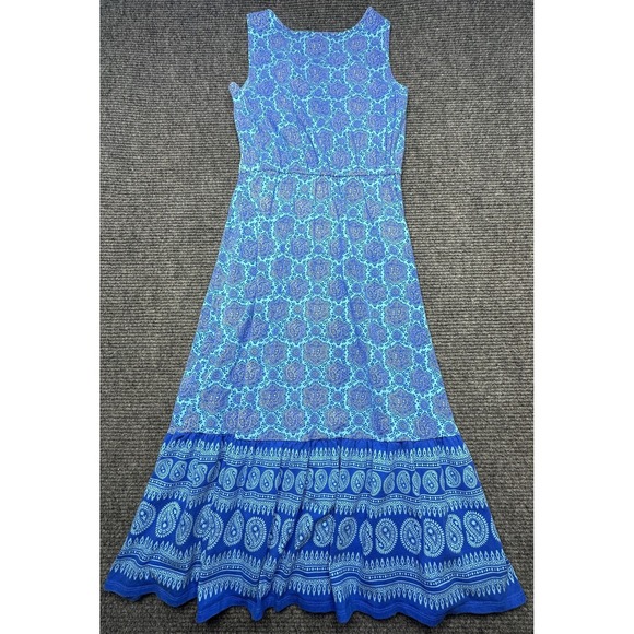 Talbots Dress Womens Petite Medium Blue Paisley Sleeveless Maxi Boho Sundress - Picture 6 of 6